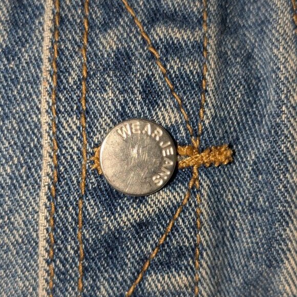 Wear Jeans Retro Long Sleeve Button Worn Broken In Frayed Hole Denim Jacket Coat - Picture 4 of 6